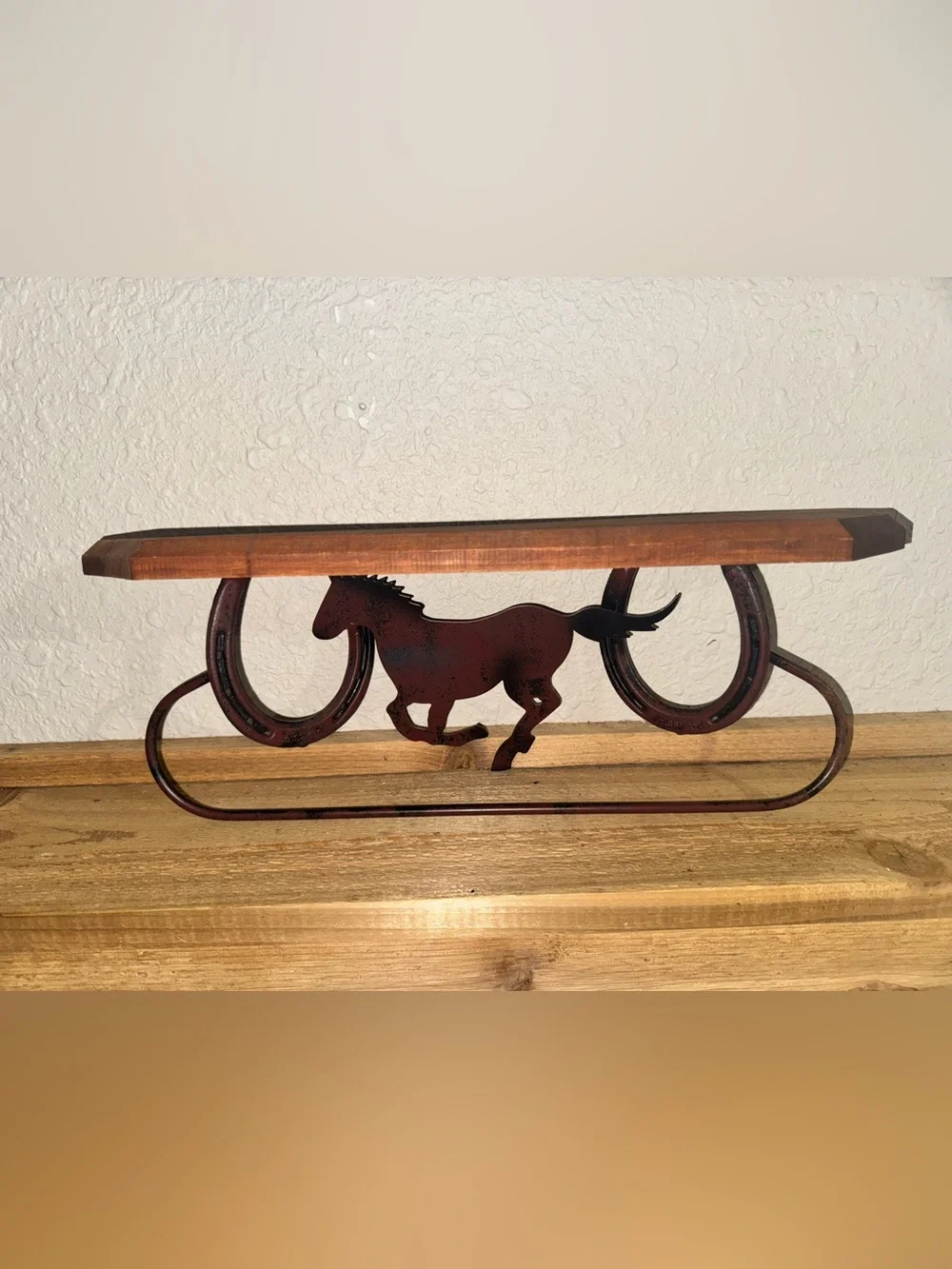 Rust Red Metal Horse Wall Shelf Accent -l